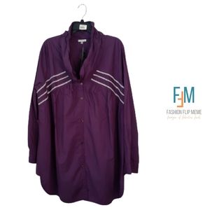 New! Women's Plus Long Sleeve Button Front Sparkle Blouse, XXL By Style